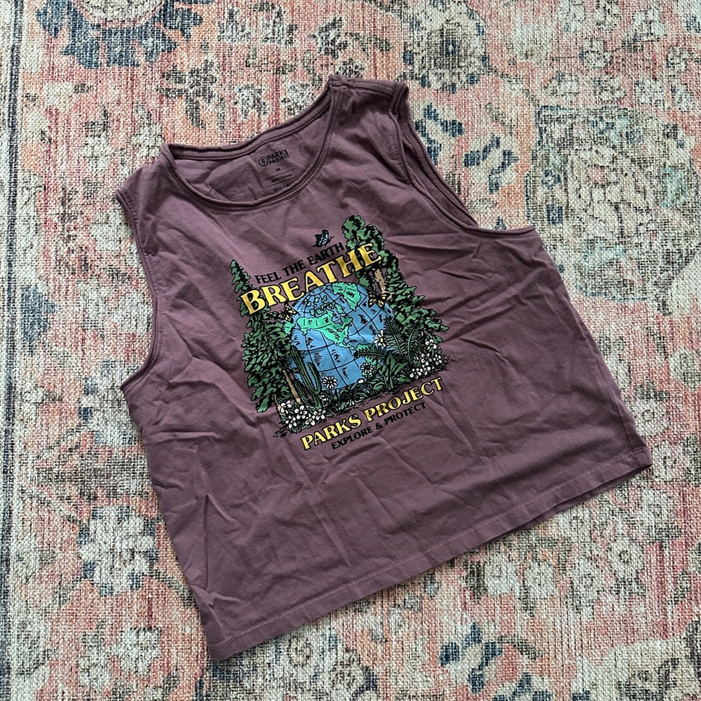 Parks Project Purple Sleeveless Graphic Crop Tank